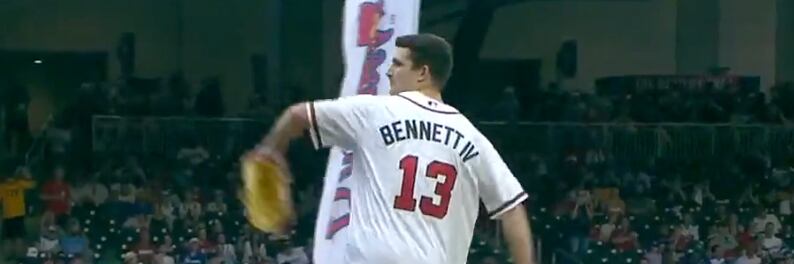 UGA's Stetson Bennett throwing first pitch at Braves' home opener