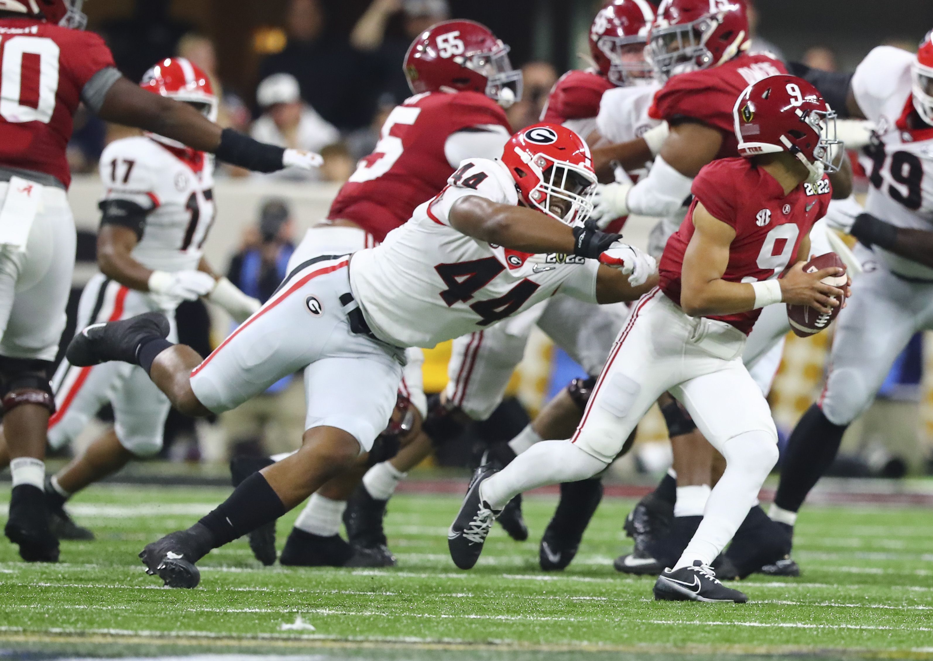 INDIANAPOLIS, IN - JANUARY 10: Former Georgia Bulldogs running back and  current Detroit Lions running back Deandre Smith before the College Football  Playoff National Championship Game between the Alabama Crimson Tide and