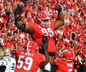 Georgia's Jordan Davis gives shoutout to Atlanta Braves during Bulldogs'  championship celebration