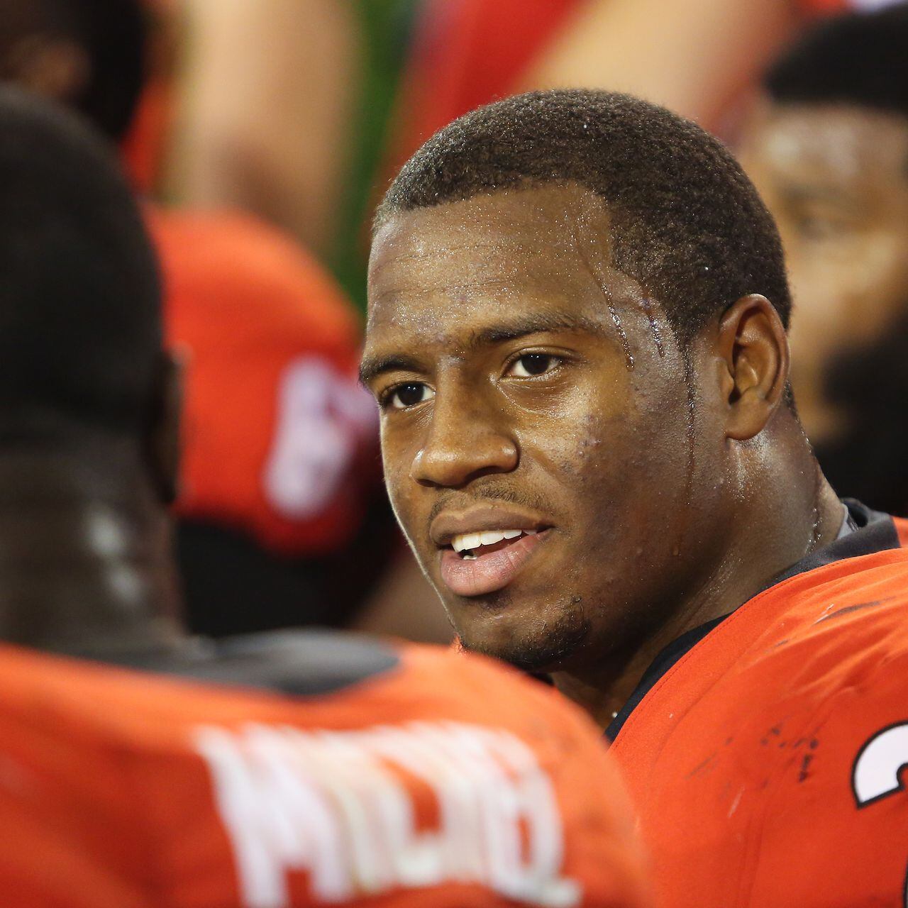 ATLANTA, GA - MARCH 29: Former University of Georgia football player Nick  Chubb prior to the 2018 Opening Day game between the Atlanta Braves and the Philadelphia  Phillies on March 29, 2018