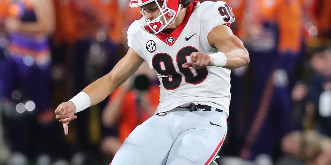 Former Georgia punter Jake Camarda wears tribute to Devin Willock