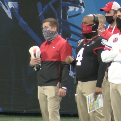 UGA football assistant dons James Cook's jersey at Peach Bowl