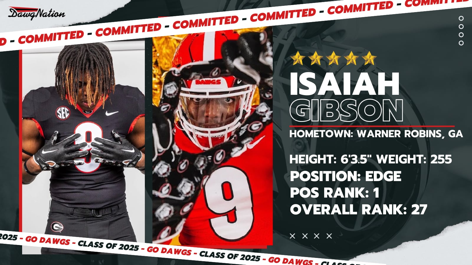 BREAKING: Nation's No. 1 EDGE Isaiah Gibson has committed to Georgia  football