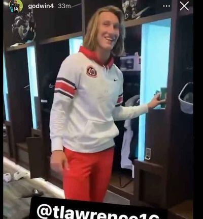 Trevor Lawrence dons UGA gear after losing a bet with teammate