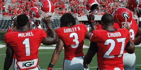 Nick Chubb, Todd Gurley, & Sony Michel Signed Georgia Bulldogs Schutt Full  Size NCAA Helmet