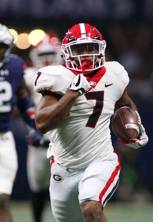 D'Andre Swift Georgia Bulldogs Unsigned Red Jersey 2018 SEC