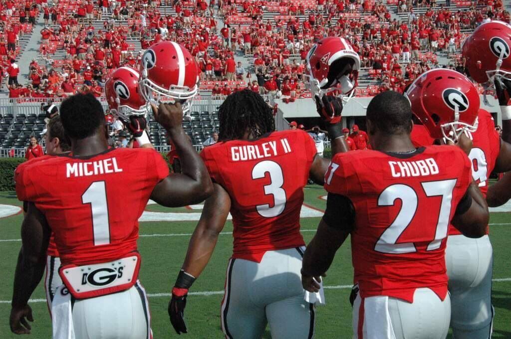 GEORGIA BULLDOGS 3 CARD PLAQUE NICK CHUBB TODD GURLEY SONY MICHEL