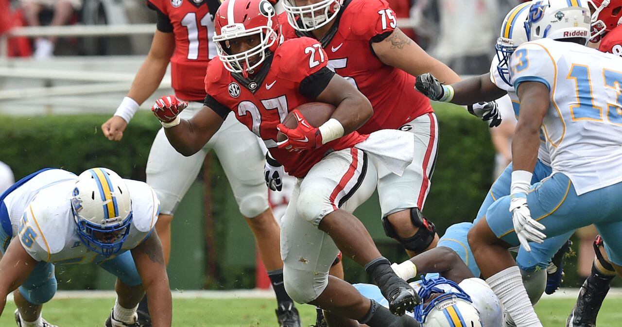 Georgia's Nick Chubb shatters records, Louisville's rush defense