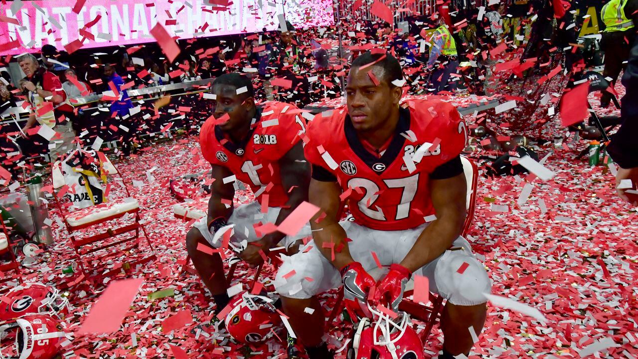 Nick Chubb Georgia Bulldogs Unsigned Celebration Photograph