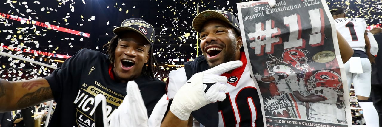 Georgia Star Nakobe Dean Wears Alabama Championship Hat