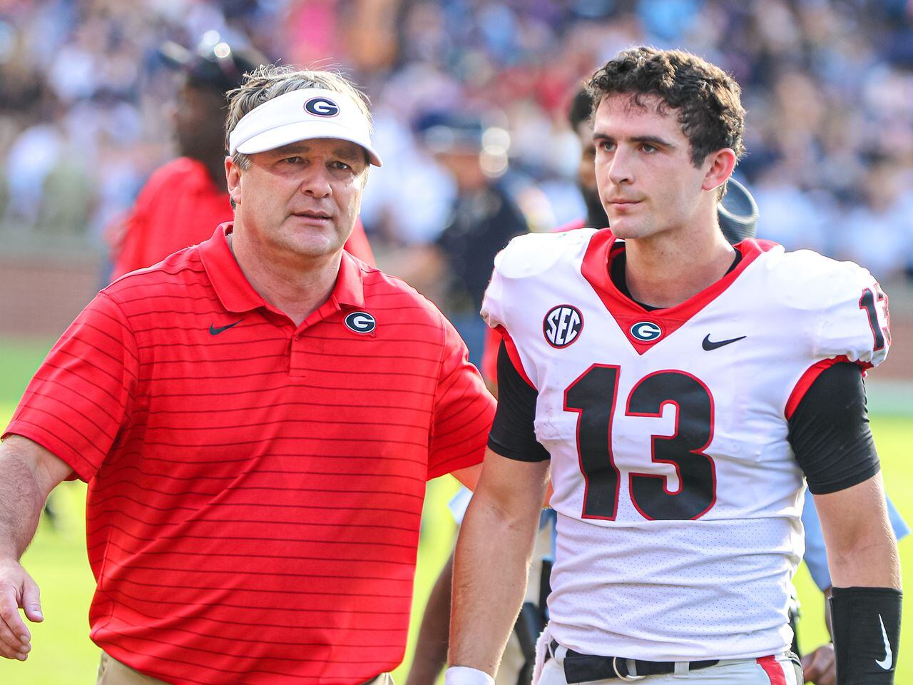 HOT] New UGA Brock Bowers Jersey #19 Red Black Split