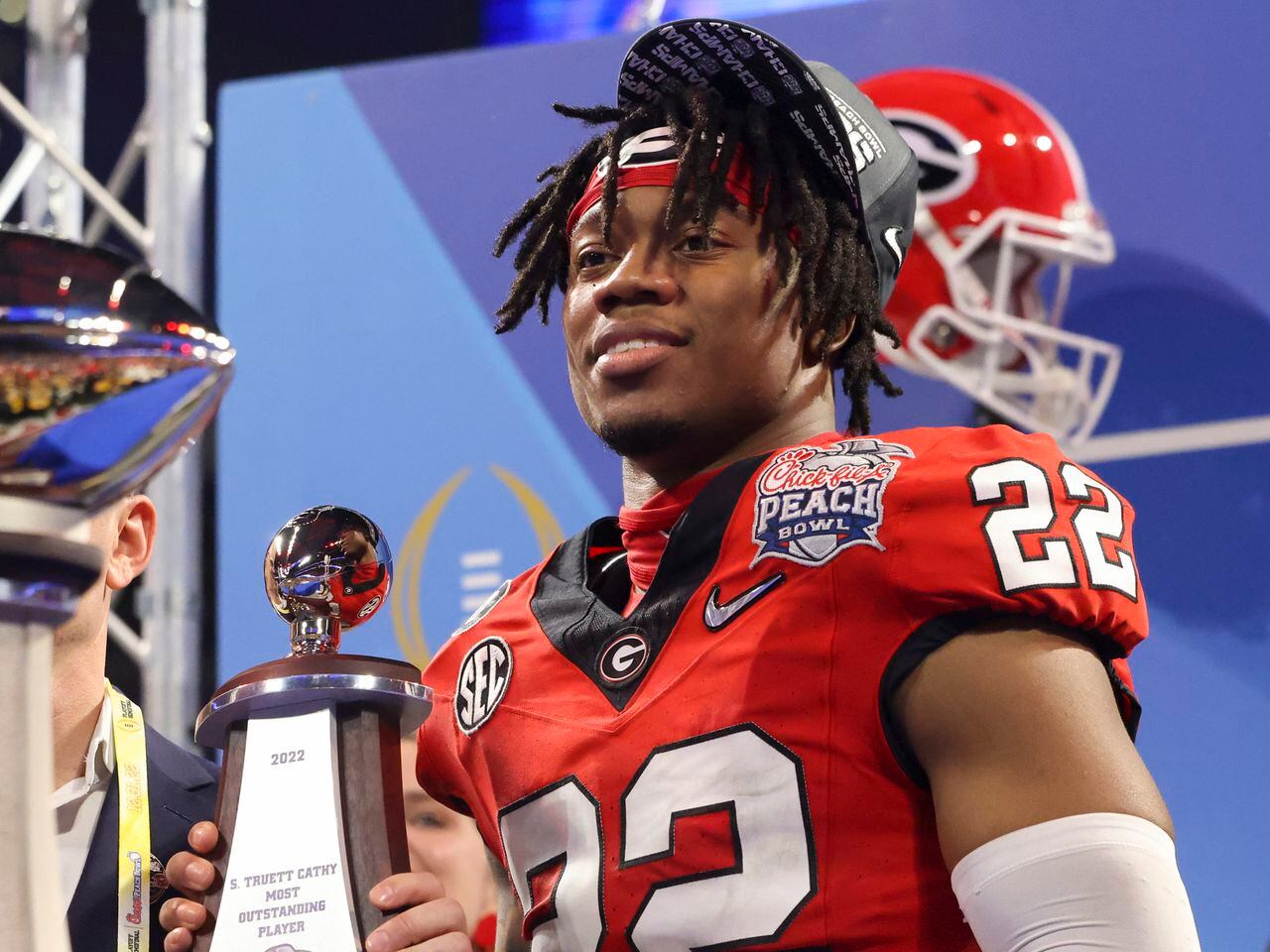 S Javon Bullard of top-ranked Georgia sits out practice with an